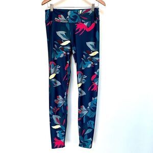 Joy Lab Blue Floral Full Length High Rise Workout Leggings, Size L